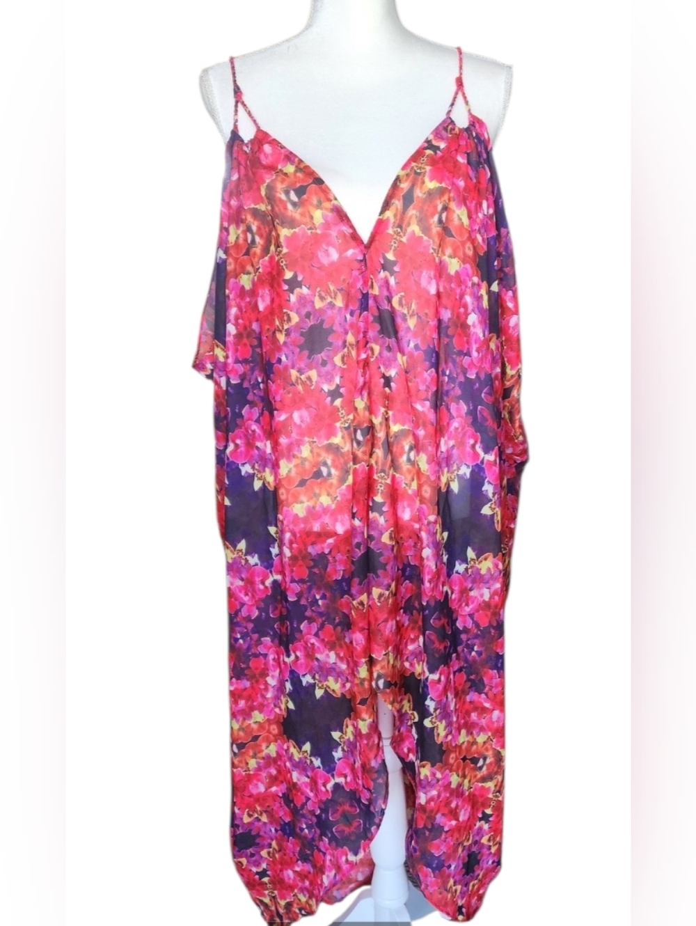 6 Shore Road Floral Pink Purple Orange Swim Coverup Kaftan